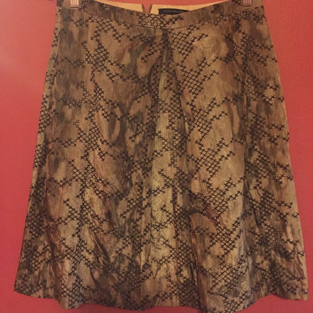 David Meister size 10 brown with embroidery skirt